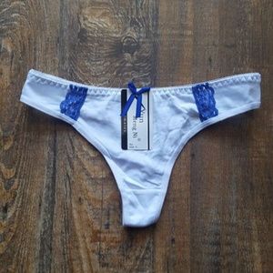Cotton Thong Panty With Lace Accent